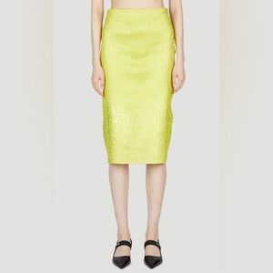 Jill Stuart Crinkled Silk Sheer MIDI Skirt w Ruched Detail on each side - NWOT